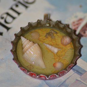Seashell Bottle Cap Charm
